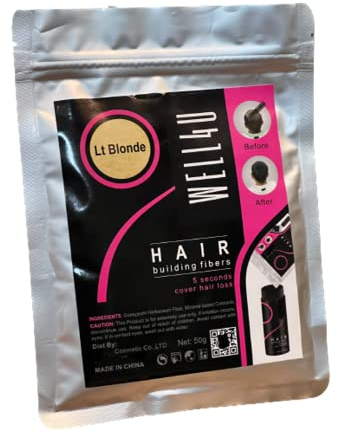 WELL4U Micro-Haarfasern, Haarfüller, Schütthaar, Streuhaar, Haarpuder, Haarpulver, Haarverdichtung, Haare aus der Dose, u.a. (50g, Light Blonde)