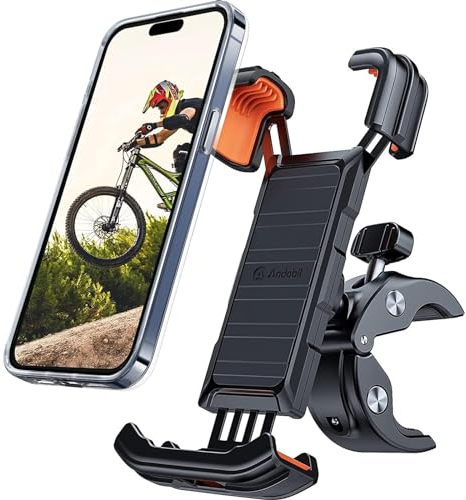 andobil 2025 Handyhalterung Fahrrad [ Top Verarbeitet ] 165 km/h Stoßfest [ 1s Einhandbedienung ] Universal Handyhalterung Motorrad 360° Handyhalter Fahrrad für iPhone 17/16/15 Pro Max Samsung S25
