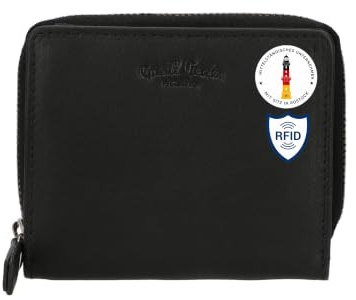 Gusti Geldbörse Leder - Henrietta Damen Kartenhülle Kartenhalter Kartenetui Brieftasche klein Leder Schwarz