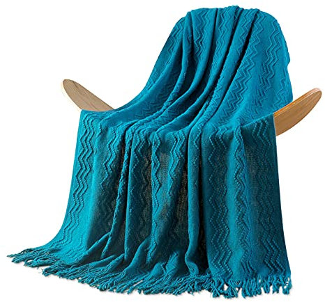Galatée Hohe Qualität Wohndecke Bunt,Gestrickte Decke Boho,Baumwolle,gemütliche,Decke,Couchdecke,Sofadecke,Tagesdecke Wohnzimmer Couch Auswahl Weiß 130 * 160cm