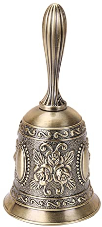Alnicov Messing Handglocke,Vintage Metall Rufglocke Hochzeitsglocke Tempelglocke(Bronze)