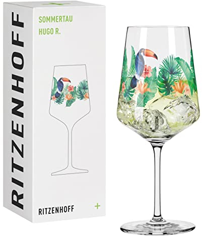 Ritzenhoff 2931013 Vaso aperitivo 500 ml - Serie rocío de verano - Motivo nº 13 con tucán de colores - Made in Germany