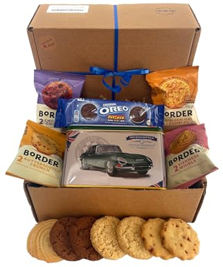 Tea Gift Set Hamper with Border Biscuits & reusable Tin English Teabags For Dad An Ideal Afternoon Tea gift basket for Father's 4 twin Biscuit Packs and Pack of 6 Oreos
