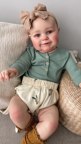 MineeQu 50cmPremie Baby Größe Hand Zeichnung Haar süßes Lächeln Wiedergeborene Puppen Silikon Vinyl Ganzkörper realistische Neugeborene Mädchenpuppen Echt Aussehen Kuschelig Körper Anatomisch Korrekt