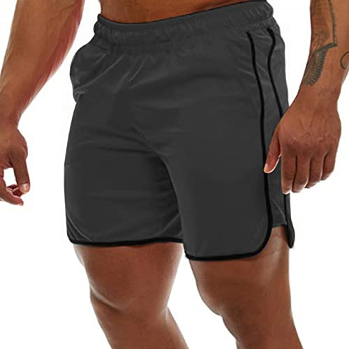 Genfien Sportshorts för herr, snabbtorkande, korta byxor, löparshorts, löpning, sportbyxor, fitness, träningsbyxor, sportbyxor, sportshorts för pojke, joggningsbyxor för herrar, GRÅ, L