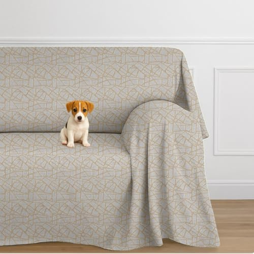 Farè - Telo Salva Divano - Copridivano IMPERMEABILE in tessuto arredo Antimacchia ideale per cani, gatti e bambini - Made in Italy | 300 x 270 cm | ROMA sabbia