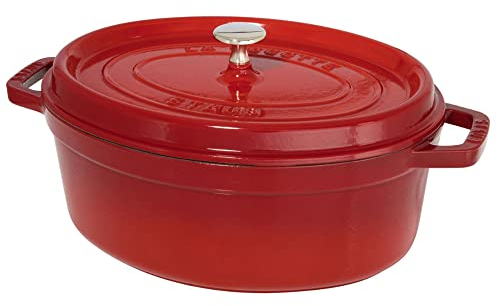 Staub Cast Iron Oval Cocotte, Dutch Oven, 5.75-quart, serves 5-6, Made in France, Cherry