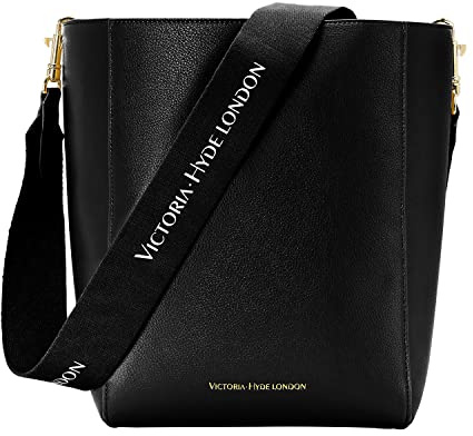 VICTORIA HYDE Handtasche für Damen aus echtem PU-Leder Grosse Kapazität Umhängetasche für Damen zum Einkaufen und Arbeiten (Schwarz)