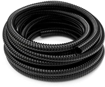 HeRo24 Tuyau spiralé en PVC - 32 mm - 5 m de long - Pour étangs et ruisseaux - Noir