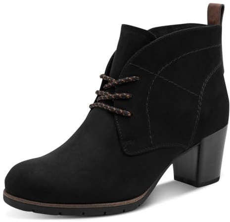MARCO TOZZI Stivaletti Donna con Lacci Eleganti con Tacco a Blocco, Black Comb, 42 EU