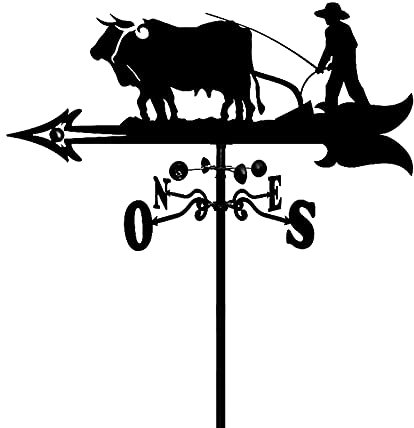 EICOFF Dekoration Windfahne, Wetterfahne mit Kuh-Ornament, Wetterfahne aus Edelstahl, Wetterhahn, Richtungsanzeiger, Gartenstecker, Kunstdekoration mit Rostschutzbeschichtung für Terrasse und Hof