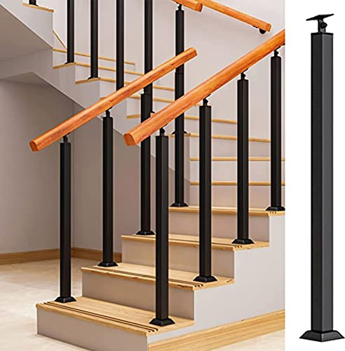 LQSYBHD Poste de Balaustre de Hierro Forjado para Pasamanos de Escaleras Barandilla de Cubierta de Barandilla del Desván,Poste de Barandilla de Montaje Cuadrado(Size:90cm/35.4inch,Color:4 cm Diameter)