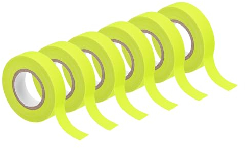 sourcing map 6 Rollos de Cinta Adhesiva de Tela de Gaffers Neon, 0.6 pulgadas x 32.8 pies Cinta que Brilla en la Oscuridad Cinta Adhesiva Fluorescente Luz Negra, Amarillo