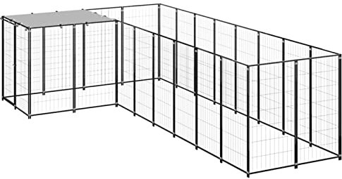 ARKEM Hundezwinger Schwarz 6,05 m² Stahl Hunde Gitter Freilaufgehege Kaninchen HundekäFig