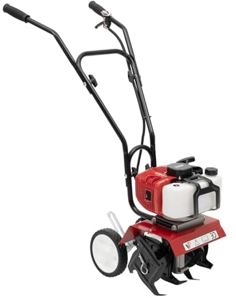 Begoniape Gartenfräse Benzin 2 Takt Motorhacke Benzin 52CC 1.65KW Bodenhacke mit 30cm Arbeitsbreite Gartenhacke Grubber Bodenfräse Kultivator AckerfräSe Gasbetriebener