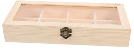 LABRIMP Boîte Bois Divisée Avec Fenêtre Transparente Pour Bijoux Ou Sachets De Thé Organisateur De Rangement De Bureau