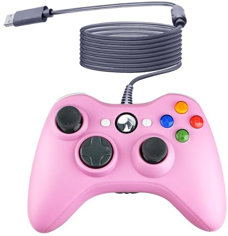 OSTENT Wired USB Controller Gamepad Joystick for Microsoft Xbox 360 Console Windows PC Laptop Computer Video Game Color Pink