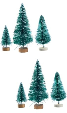 Alipis 64pcs Miniature Pine Tree Model Frosted Sisal Christmas Trees Wooden Base Decorative Artificial Mini for Party Decor