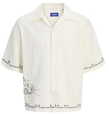 JACK & JONES Hawaii-skjorta för män, bred passform, Hawaii-skjorta, Molndansare, S