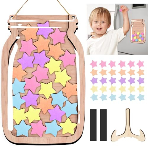 Belohnungsglas Magnetisch Belohnungssystem Kinder Belohnungssystem | Grundschule Lehrerbedarf Belohnungsglas mit Holzhalter und 20 Blumen,14.5 * 21CM Belohnungsglas Klassenzimmer für Gutes