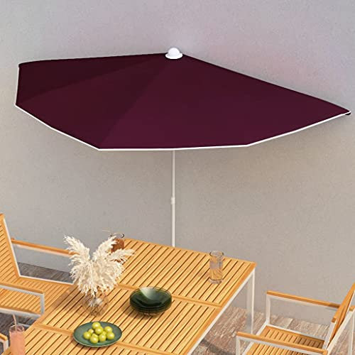 LXYZWRW Lawn & Garden Garden Half Parasol with Pole 180x90 cm Bordeaux Red Outdoor Living