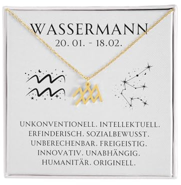 BYLITZ Sternzeichen Kette mit Geschenkbox und Karte Zodiak Halskette mit Anhänger für Frauen Tochter Damen Nichte Enkelin Freundin Mädchen