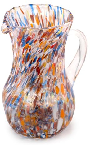 MurArt Jarra de cristal de Murano 500 ml Colección Ondas Altura 20 cm Decorado con Murrine Hecho a mano Made in Italy