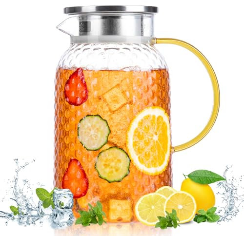 Spring Chef Water Pitcher with Lid Fridge, Glass Water Jugs for Fridge 1500ML/52.79OZ,Fridge Water Carafe for Hot Cold Water Ice Tea Wine Coffee Milk Juice Beverage