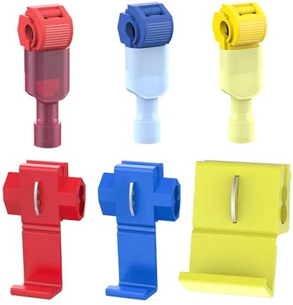 MACHSWON 160P T Tap Wire Splice Connectors Kit, Quick Connect 3 Way Wiring Taps, Automotive Electrical T Connectors, 12-10 AWG Yellow, 18-14 AWG Blue, 22-18 AWG Red, Car Audio Wire Connectors