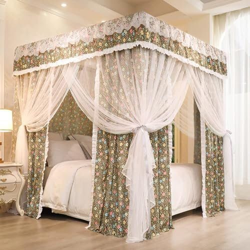GTATBTG Moskitonetz-Vorhang für Bett, 4 Eckpfosten, Baldachin für Doppelbett, Queen-Size-Bett, King-Size-Bett, ideal für Mädchen, Erwachsene und Kinderzimmer
