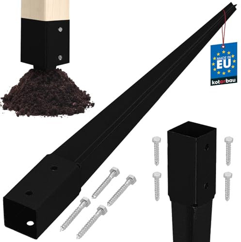 KOTARBAU® Soporte para postes para clavar, 46 x 46 x 600 mm, acero galvanizado con recubrimiento en polvo, manguito de impacto para suelo, valla de jardín, estaca, anclaje de suelo, manguito para