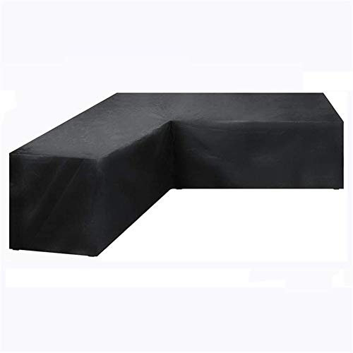 Waterproof LShaped Garden Furniture Covers Dustproof Outdoor Rattan Sofa Couch Protector HeavyDuty Black Cover for Corner Seating (222x286x82cm)