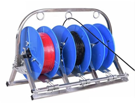 Single Axis Cable Rack - Commercial Industrial Grade Wire Dispenser Cable Pay-Off Rack with 3 Reels for Electrical Industry and Retail(Blue)