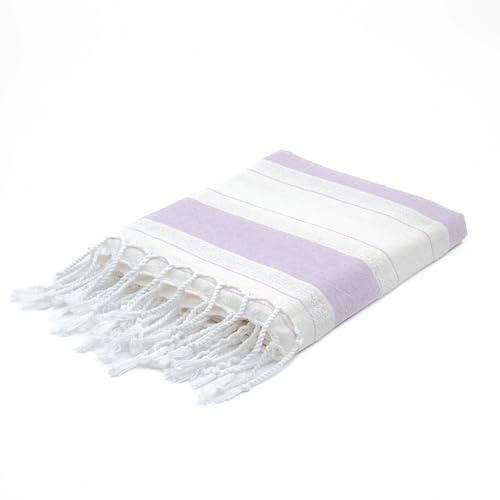 BERCA HOME Ephesus Turkish Beach Towel – Lightweight, Quick Dry, Sand Free – 100% Cotton Peshtemal Hammam & Bath Towel – 90x190 cm – Soft & Compact for Spa, Travel, Gym, Yoga, Camp, Picnic (Lilac)