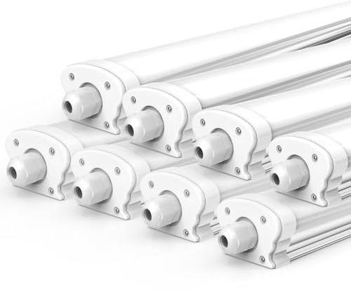 JESLED Feuchtraumleuchte LED Röhre 120CM, 6500K, 30W 5200 Lumen-8er Pack | Verknüpfbar IP65 Feuchtraum Werkstattlampe für Kellerleuchte, Nassraumleuchte, Feuchtraum Wannenleuchte