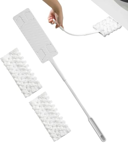 Emdvsco Furniture Dusting Brush - Appliance Crevice Cleaner Dusting Tool with 2 Microfiber Cloths | Housekeeping Sweeping Supplies for Refrigerator Stove Sofa Baseboard Bed Cabinet