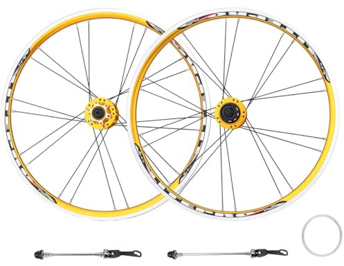 20 Zoll 406/451 Faltrad Vorder- Und Hinterräder Scheibenbremse Schnellspanner-Laufradsatz Doppelwandig BMX-Felgen 20H-Naben Für 7-11-Gang-Kassetten(451 Gold)