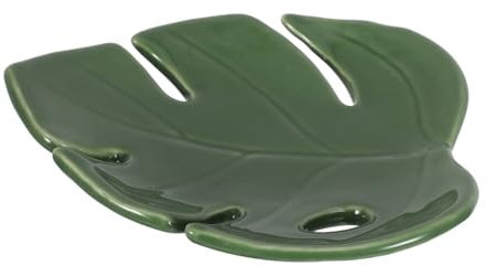 TOPBATHY Plateau à Bijoux En Céramique Grosse Taille Feuille De Monstera, Vide-poches Pour Clés Et Colliers, Organiseur Décoratif Polyvalent Pour Chambre Et Salon