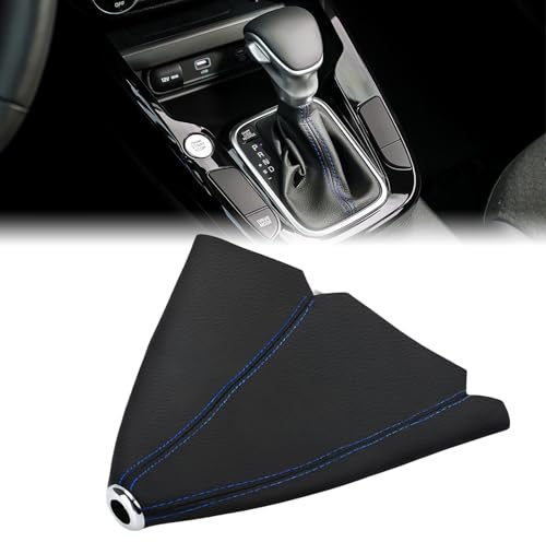 Universal Gear Stick Cover,PU Leather Gear Shift Boot Cover,Manual & Automatic Gear Knob Dust Cover,Gearbox Gear Shift Knob Black with Red Stitch,Car Gear Stick Shift Cover Gearshift Accessories
