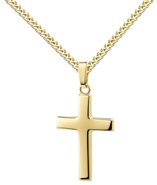 JEVELION Kreuz Gold Anhänger für Damen und Kinder Gelbgold 333 Goldkreuz mit Halskette oder ohne Kette wählbar + Schmuck-Etui + Echtheitszertifikat