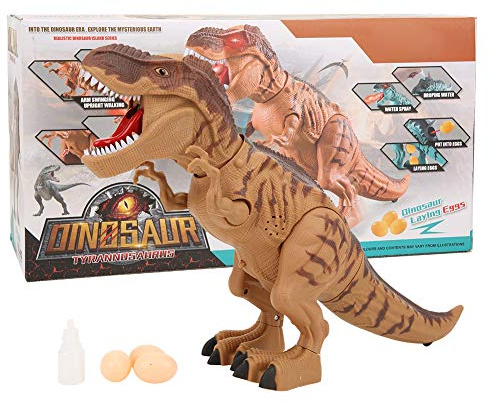 Bonbela Dinosaurie dinosaurieleksaker dinosaurier figurer leksak elektriska figurer intelligent musik lätt spray djurmodell nyhet presentleksak (spray ägg dinosaurie (brun))