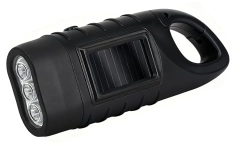 SUNNIFLY Lampe Dynamo D'urgence, Survie Equipement，Lampe Solaire, Lampe de Poche à Manivelle avec Bouton de Sécurité pour les Voyages en Plein air, le Camping et L'aventure（Noir）