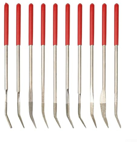 10-teiliges beschichtetes Feilen-Set mit komfortablem Gummigriff für präzise Materialentfernung auf Holz, Metall, Glas, Kunststoff (4 x 160)