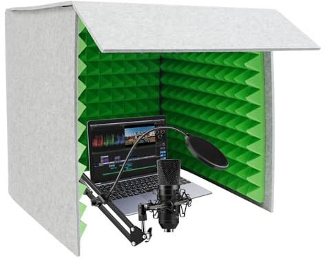 Couverture insonorisée pour bureau - Isolation acoustique vocale - 60 x 60 cm - Pliable - Enregistrement sonore portable - Panneaux acoustiques pour enregistrements vocaux et vidéoconférences