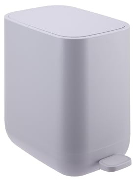 Relaxdays Cubo de Basura de 7 l con Cierre Suave, Pedal, cubeta extraíble, plástico Mate y diseño Estrecho, Gris Oscuro