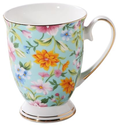 da caffè in ceramica floreale Bone China, tazze da caffè in porcellana con manico, di arte stile europeo, da tè, Grandi tazze per, Tazze da tè