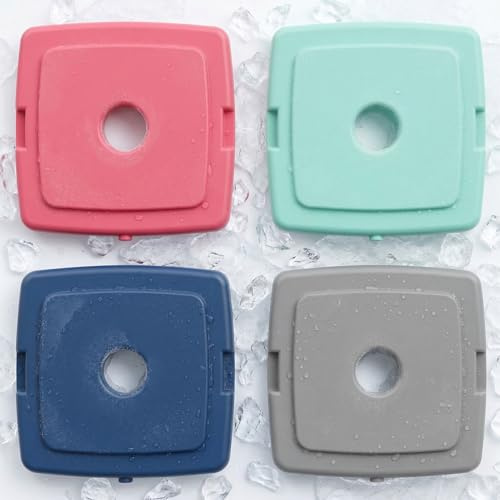 4pcs Piccoli Fresco Batterie, Elementi Refrigeranti, Tavolette di Ghiaccio per Borsa Frigo, 240 ml l'uno, ca. 13,5 x 12,5 x 1,5 cm, per Borsa Termica o Borsa Frigo, Grande Qualità Refrigerante