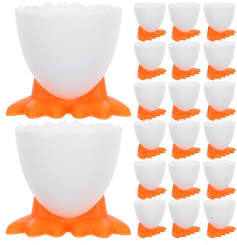 MALUGOGO 20piezas Porta Huevos de Plástico Diseño Creativo en Forma de Gallina, Soporte Estable y Versátil para Desayunos en Casa y Restaurantes