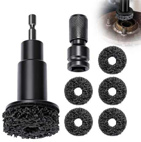 Yogidosm Wheel Hub Cleaning Kit, Rust Removal Tool 5 Pads, 1/2 Adapter