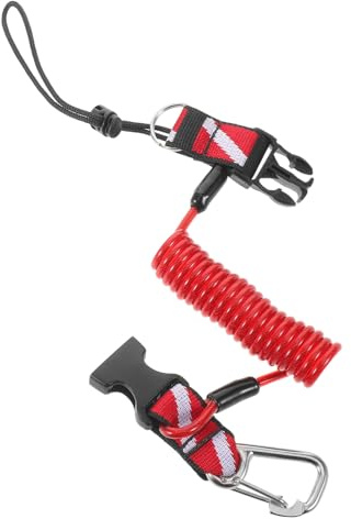 MUELODSIC Rostfri Stål Dykning Lanyard med Snabbspänne och Handledsrem Lätt Fjäderlindad Säkerhetslina för Dykficklampor och Undervattenskameror Tålig och Saltvattensbeständig för